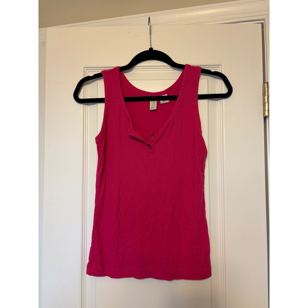 Joie Pink Ribbed Henley Tank Top Sleeveless Modal Blend Small